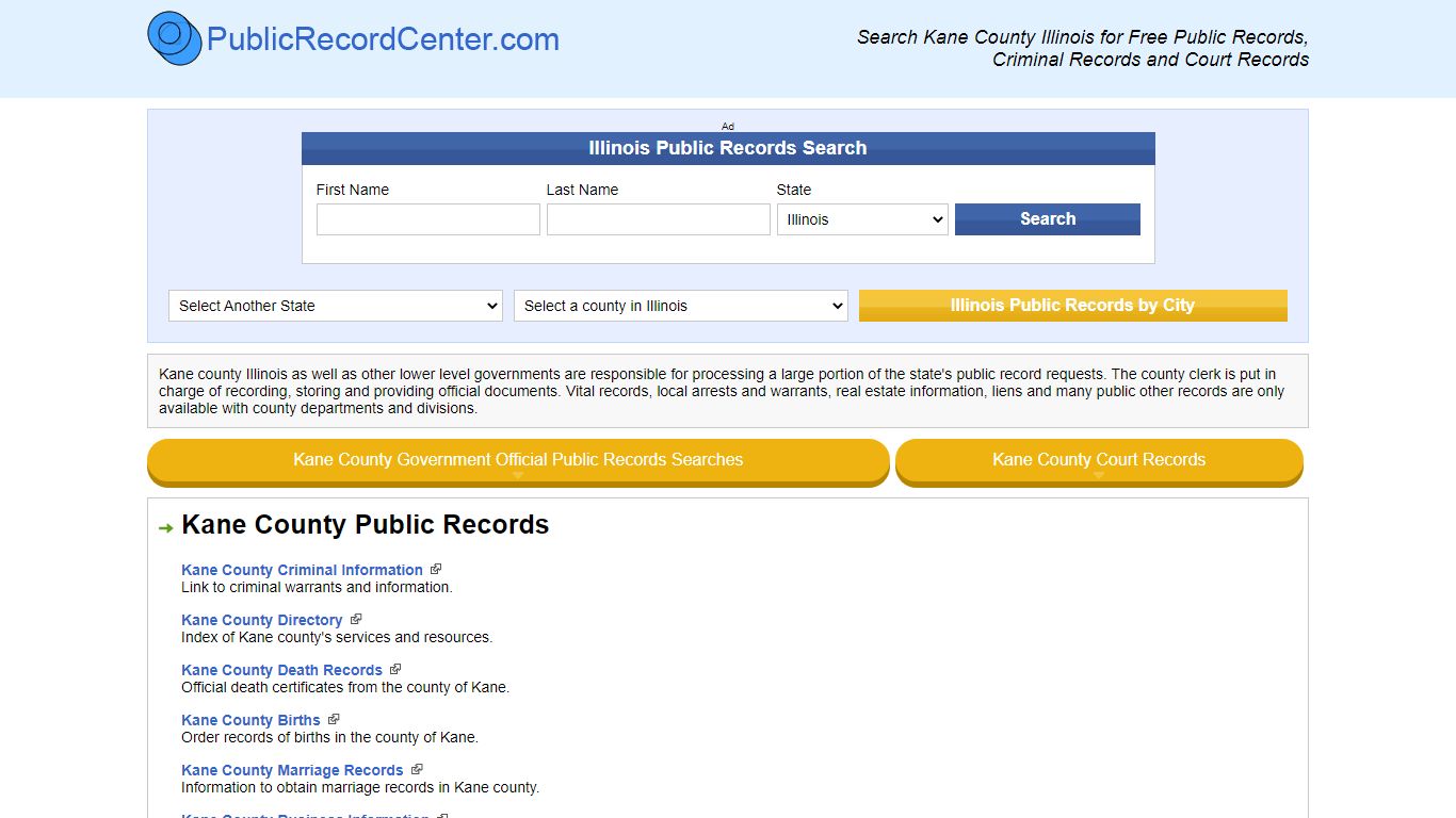 Kane County Illinois Free Public Records - Court Records - Criminal Records