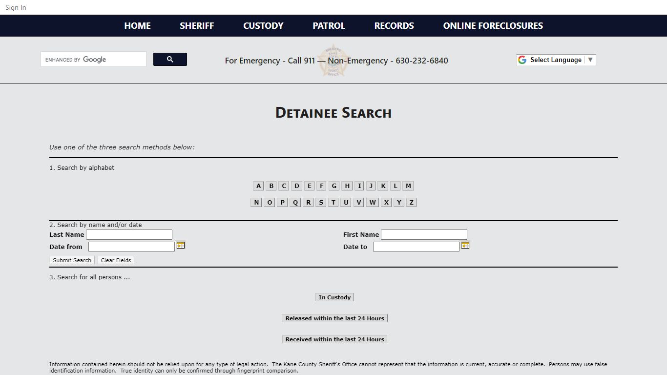 Detainee Search